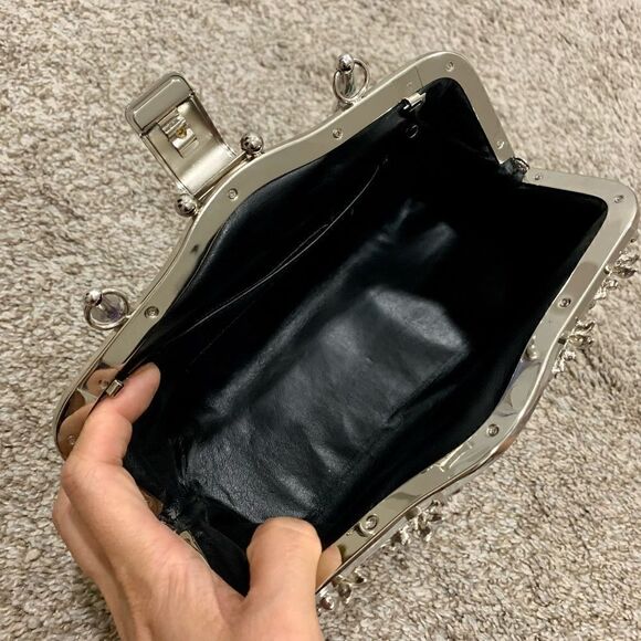 Handmade Genuine Embossed Leather Rhinestone Metal  Frame Handbag & Small Purse - Picture 13 of 16